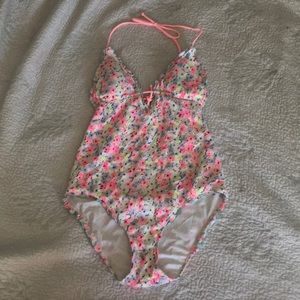 Flowered one piece swimsuit